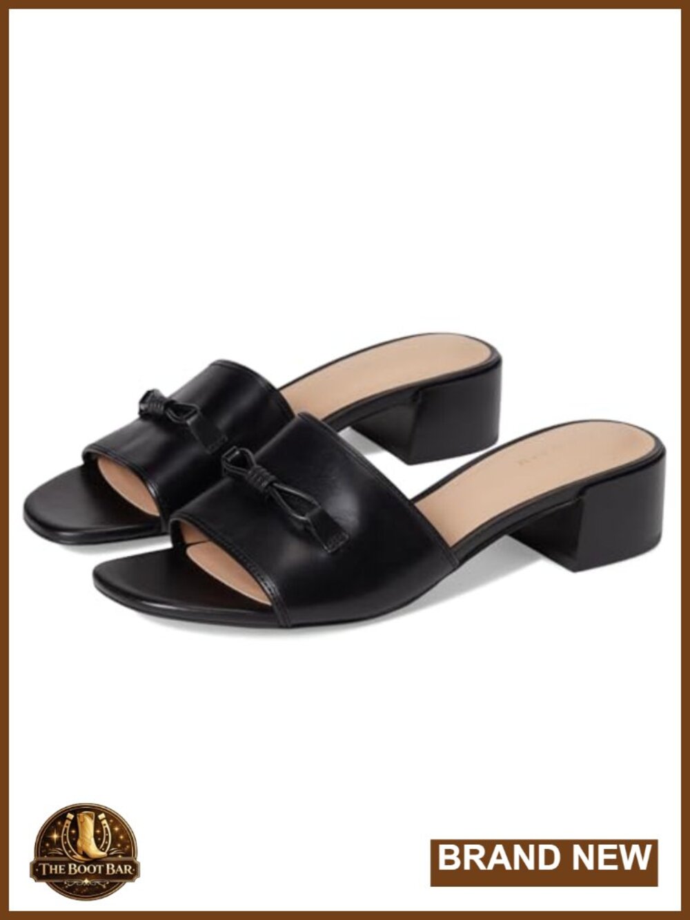 Cole Haan Cailyn Bow Leather Slide Sandals with Stiletto Heel and Slingback